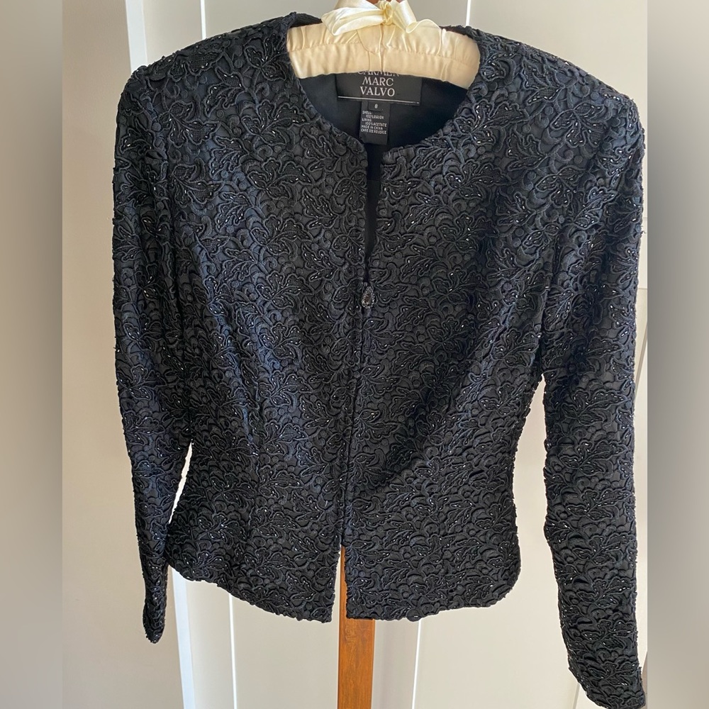 Carmen Marc Valvo Beaded Lace Jacket